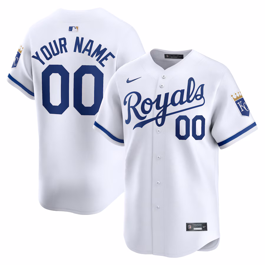Men's Kansas City Royals Nike White Home Limited Custom Jersey - Puhuasuan