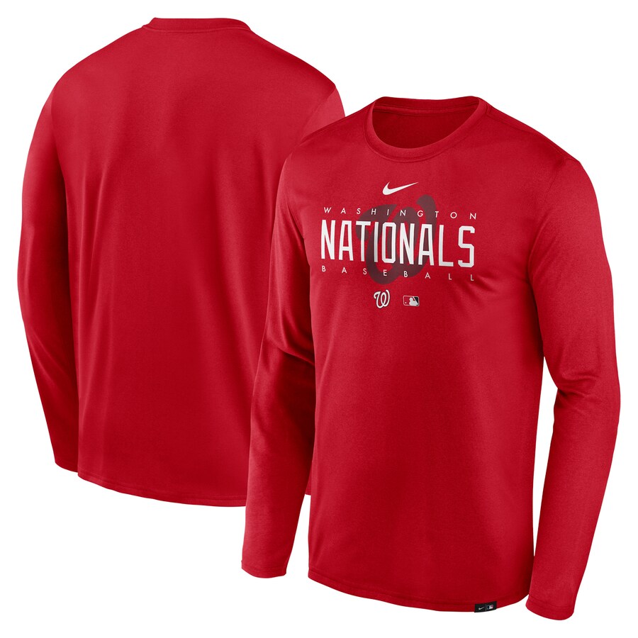 Men's Washington Nationals Nike Red Authentic Collection Team Logo Legend Performance Long Sleeve T-Shirt - Puhuasuan