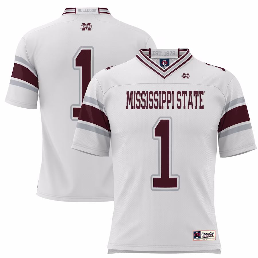 #1 Mississippi State Bulldogs GameDay Greats Football Jersey - White - Puhuasuan
