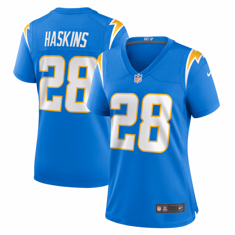 Women's Los Angeles Chargers Hassan Haskins Nike Powder Blue Game Jersey - Puhuasuan