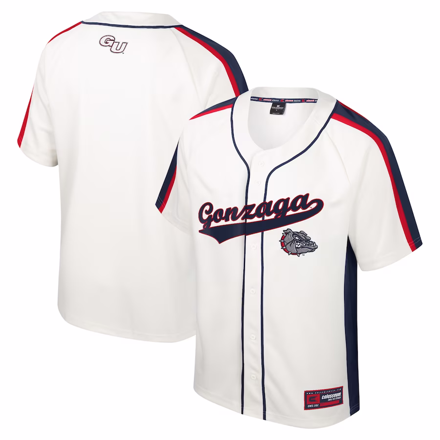 Gonzaga Bulldogs Colosseum Ruth Button-Up Baseball Jersey - Cream - Puhuasuan