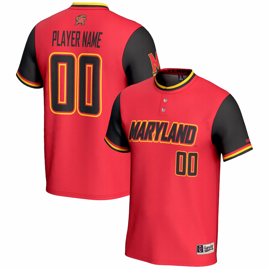 Maryland Terrapins GameDay Greats Youth NIL Pick-A-Player Lightweight Softball Jersey - Red - Puhuasuan