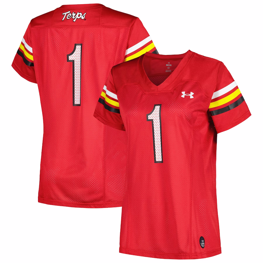 #1 Maryland Terrapins Under Armour Women's Replica Football Jersey - Red - Puhuasuan