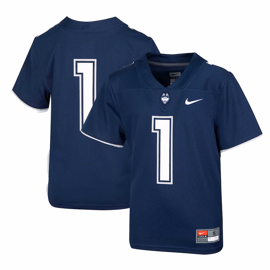 Youth Nike #1 Navy UConn Huskies 1st Armored Division Old Ironsides Untouchable Football Jersey - Puhuasuan