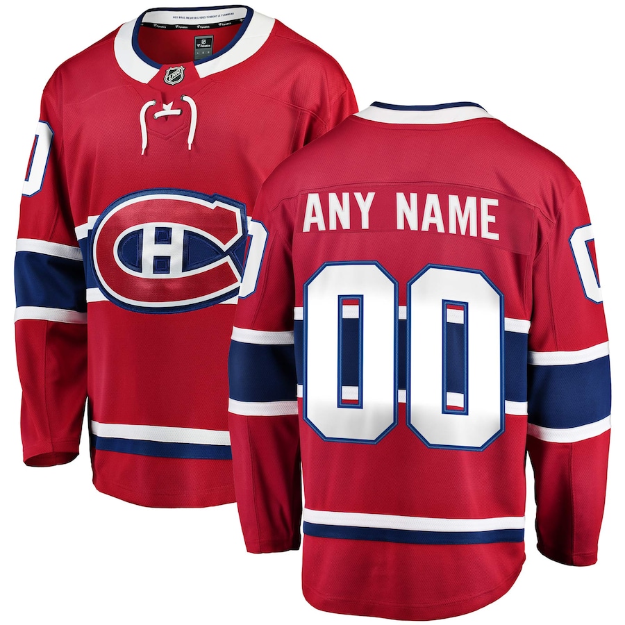 Men's Montreal Canadiens Fanatics Red Home Breakaway Custom Jersey - Puhuasuan