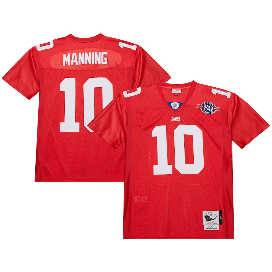 Men's New York Giants 2004 Eli Manning Mitchell & Ness Red Authentic Throwback Retired Player Jersey - Puhuasuan