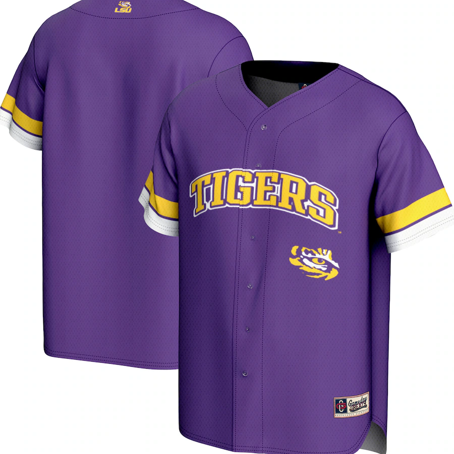 Men's GameDay Greats Purple LSU Tigers Spirit Baseball Jersey - Puhuasuan
