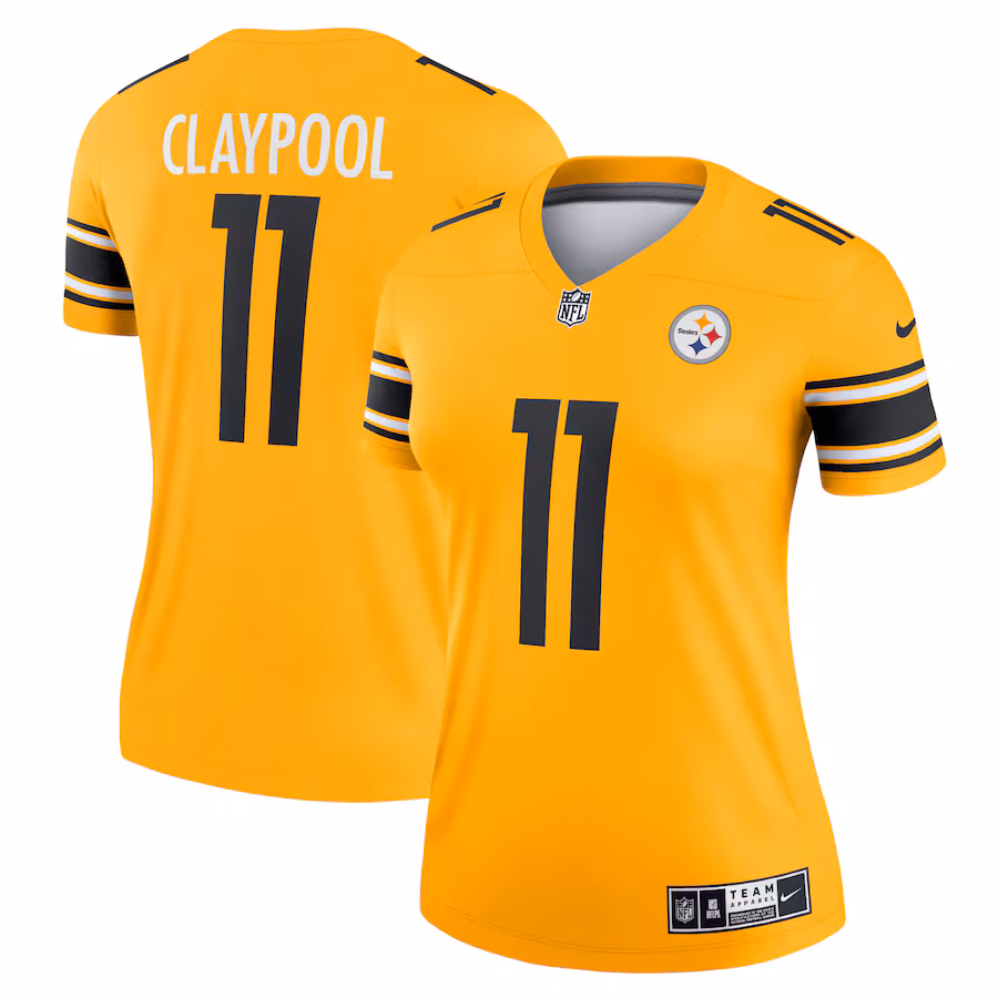Women's Pittsburgh Steelers Chase Claypool Nike Gold Inverted Legend Game Jersey - Puhuasuan