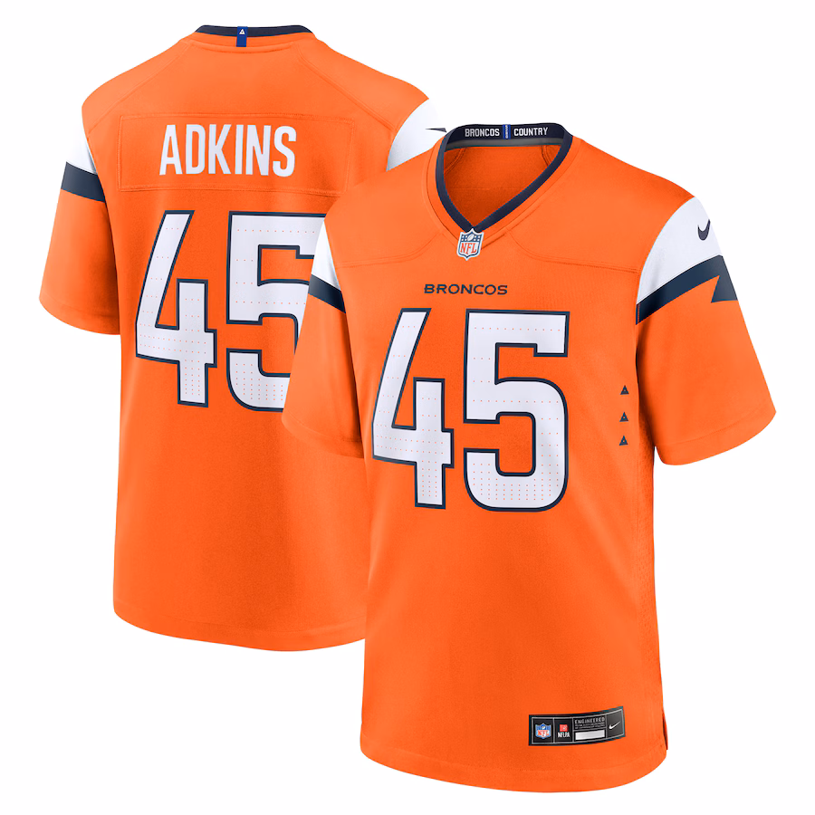 Men's Denver Broncos Nate Adkins Nike Orange Team Game Jersey - Puhuasuan