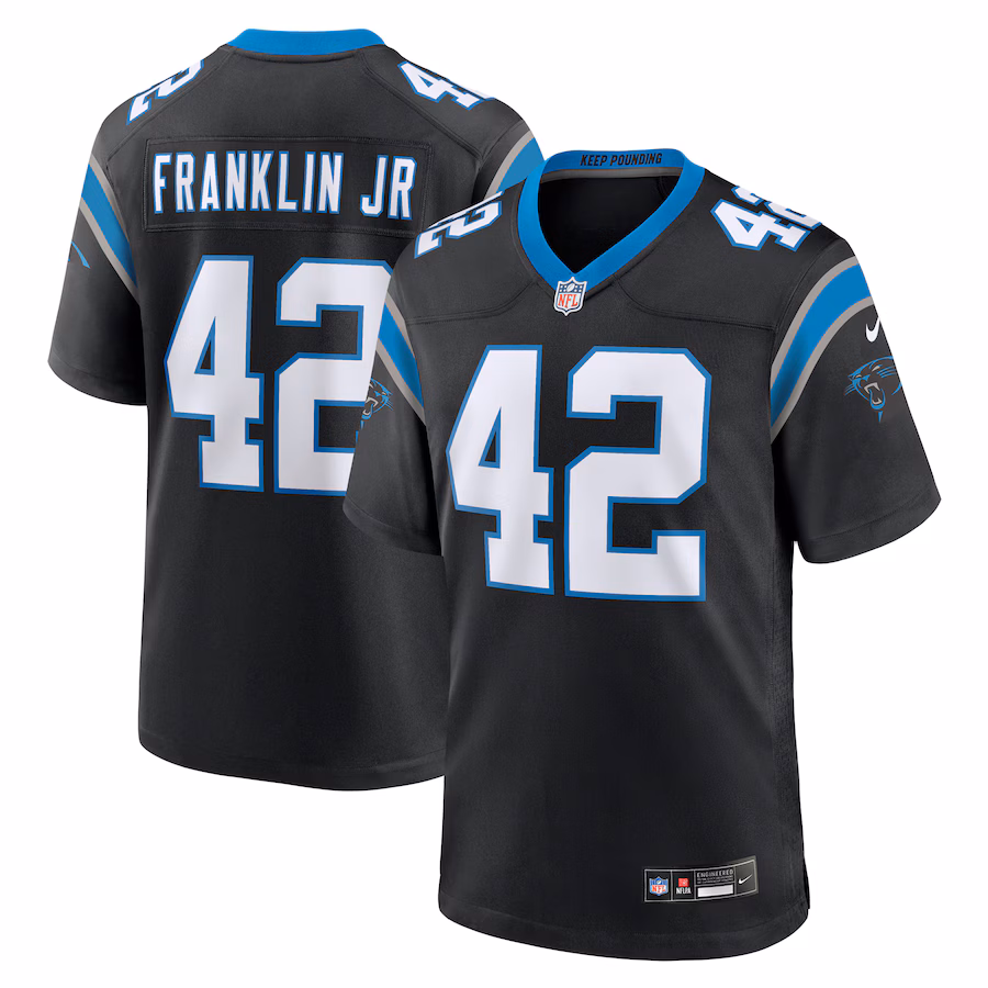 Men's Carolina Panthers Sam Franklin Jr. Nike Black Team Game Jersey - Puhuasuan