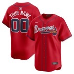 Men's Atlanta Braves  Nike Red  Alternate Limited Custom Jersey - Puhuasuan