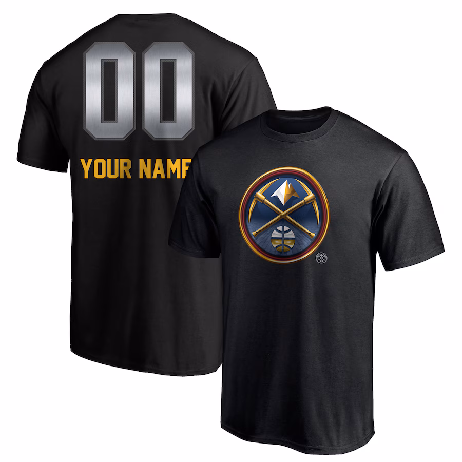 Men's Denver Nuggets Black Midnight Mascot Personalized Name & Number T-Shirt - Puhuasuan