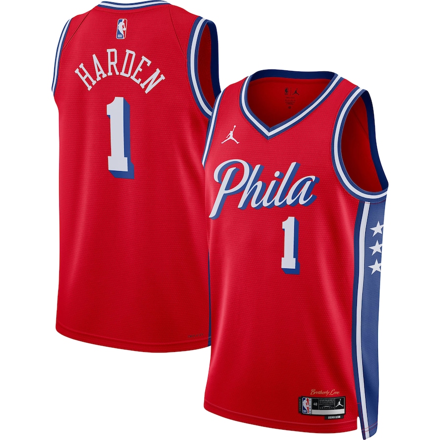 Unisex Philadelphia 76ers James Harden Jordan Brand Red Swingman Jersey - Statement Edition - Puhuasuan