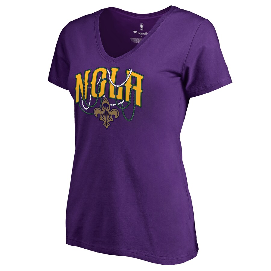 Women's New Orleans Pelicans Purple NOLA Beads Hometown Collection T-Shirt - Puhuasuan