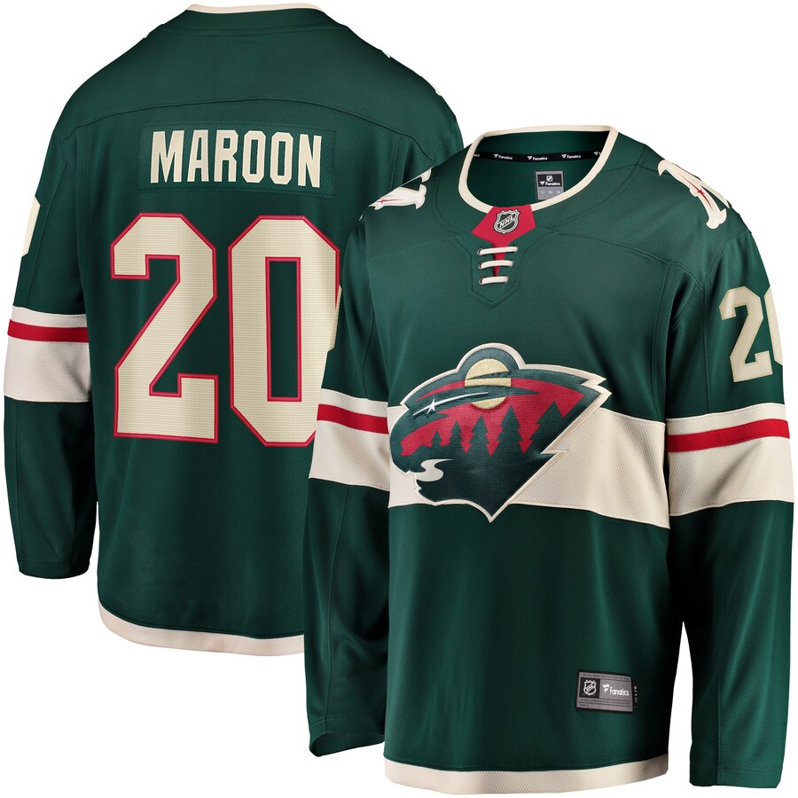 Men's Minnesota Wild Pat Maroon Fanatics Branded Green Home Breakaway Jersey - Puhuasuan