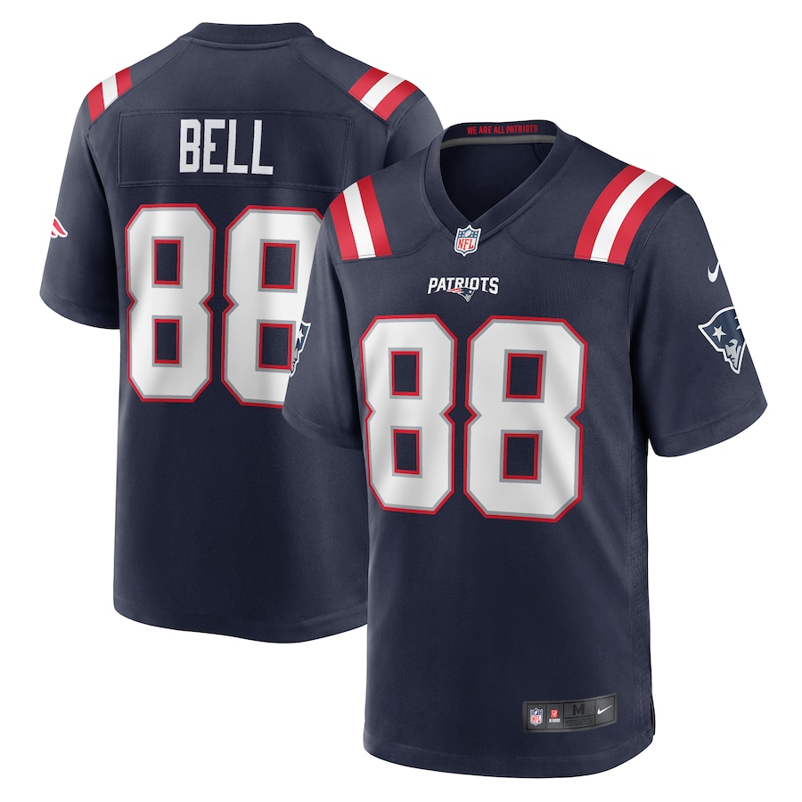 Men's New England Patriots Jaheim Bell Nike Navy Game Jersey - Puhuasuan