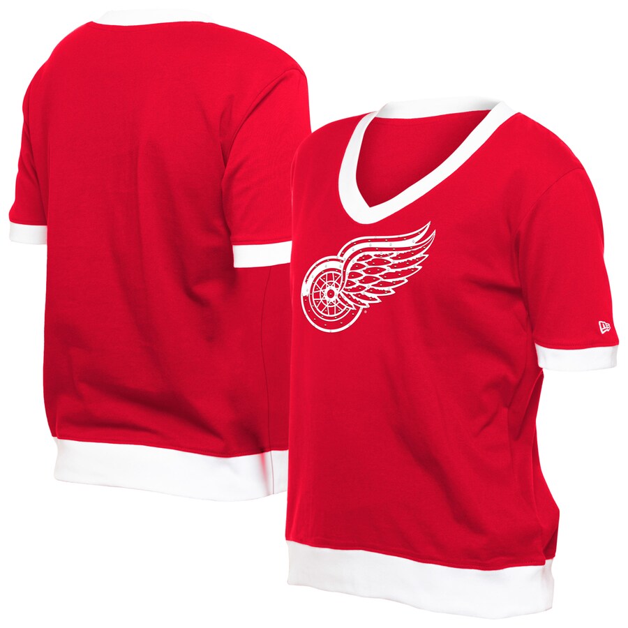 Women's Detroit Red Wings New Era Red Game Day Rhinestuds T-Shirt - Puhuasuan