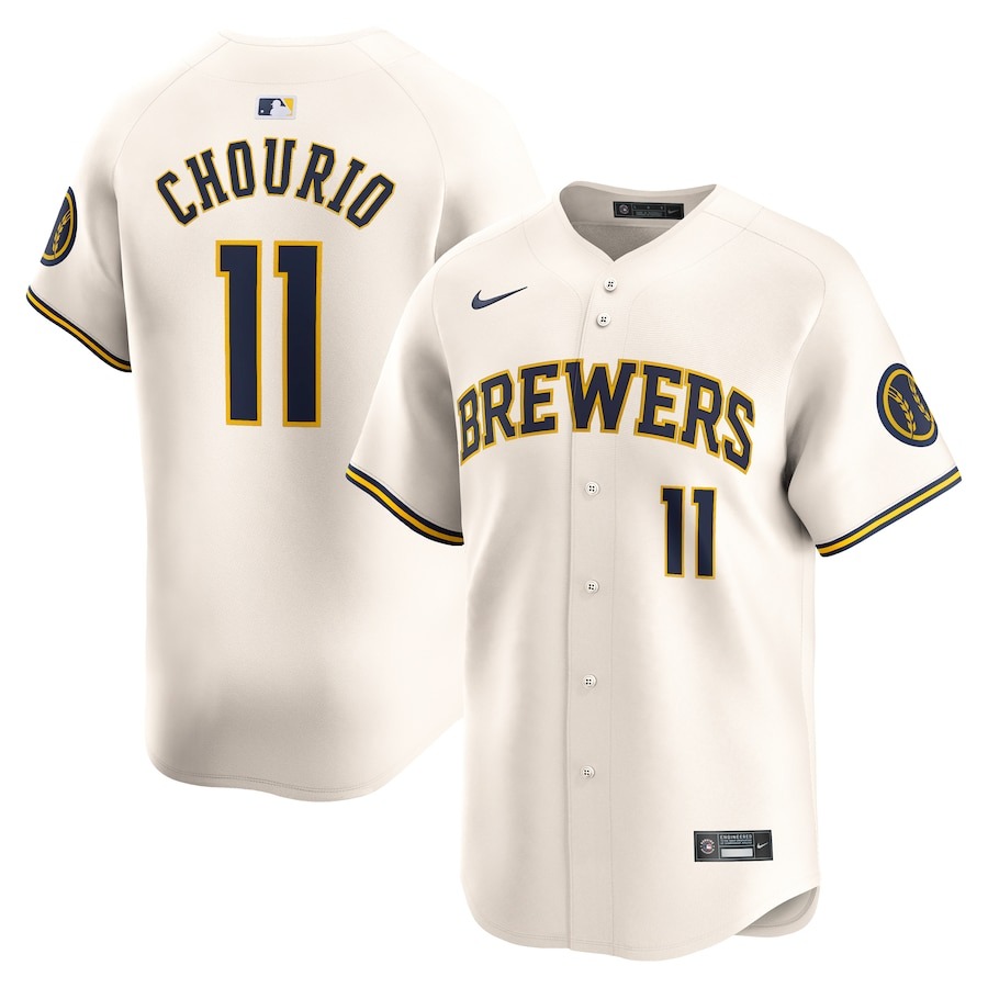 Men's Milwaukee Brewers Jackson Chourio Nike Cream Home Limited Player Jersey - Puhuasuan