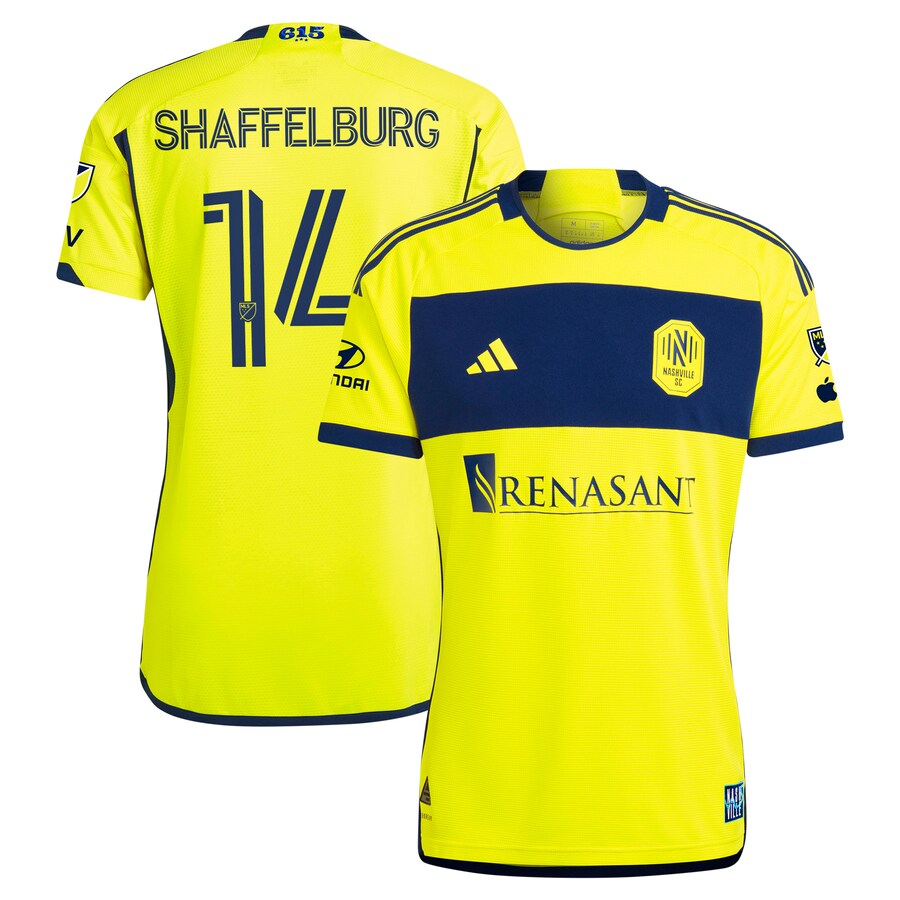 Men's Nashville SC Jacob Shaffelburg adidas Yellow 2024 The 615 Kit Authentic Player Jersey - Puhuasuan