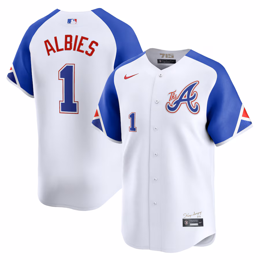 Men's Atlanta Braves Ozzie Albies Nike White City Connect Limited Player Jersey - Puhuasuan