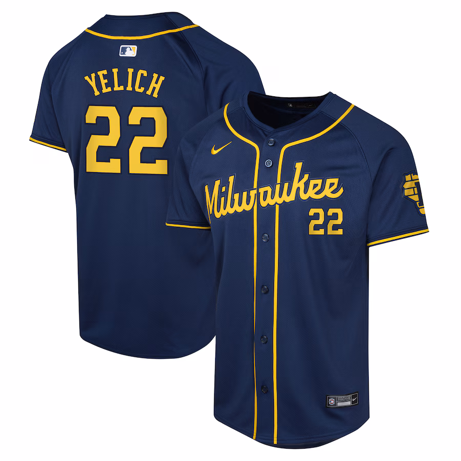 Youth Milwaukee Brewers Christian Yelich Nike Navy Alternate Limited Player Jersey - Puhuasuan