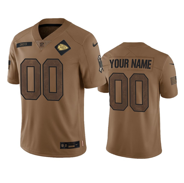 Men's Kansas City Chiefs Active Player Custom 2023 Brown Salute To Service Limited Football Stitched Jersey - Puhuasuan