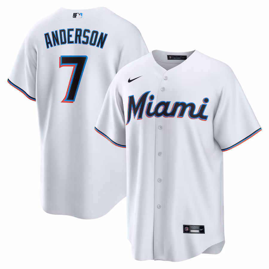 Men's Miami Marlins Tim Anderson Nike White Home Replica Player Jersey - Puhuasuan