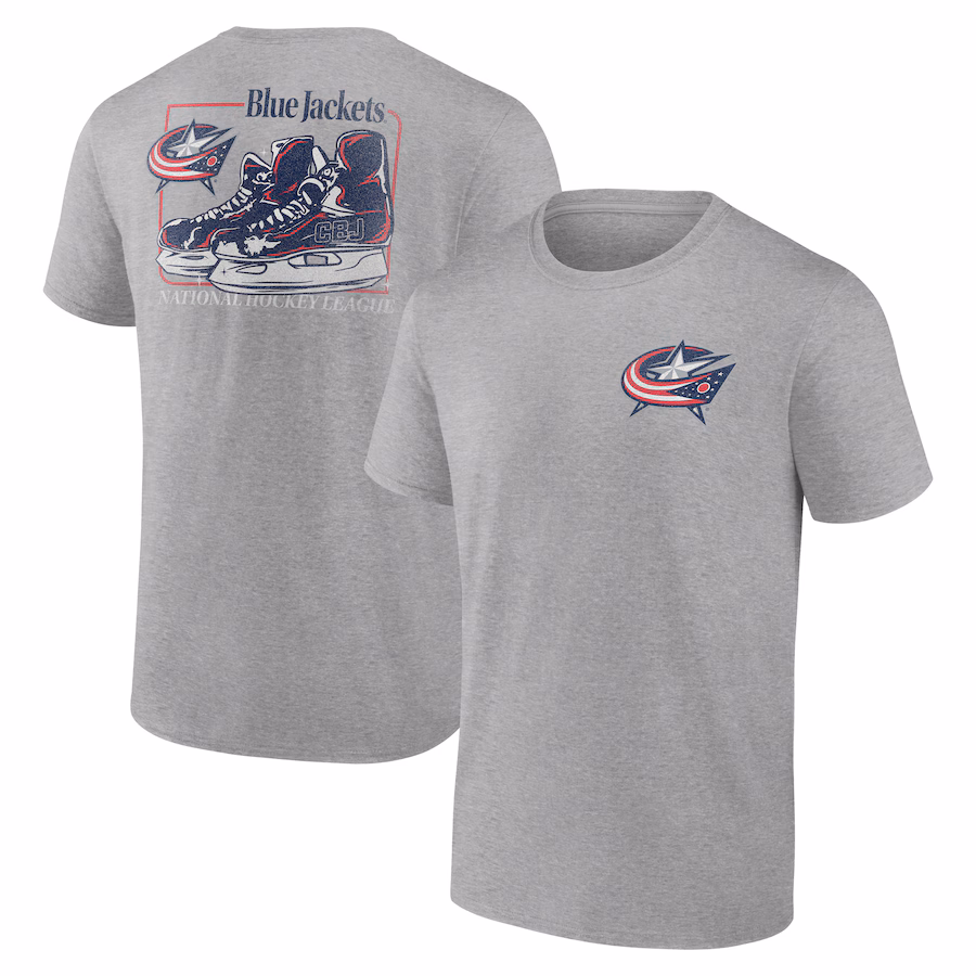 Men's Columbus Blue Jackets Heather Gray Glory Skates T-Shirt - Puhuasuan