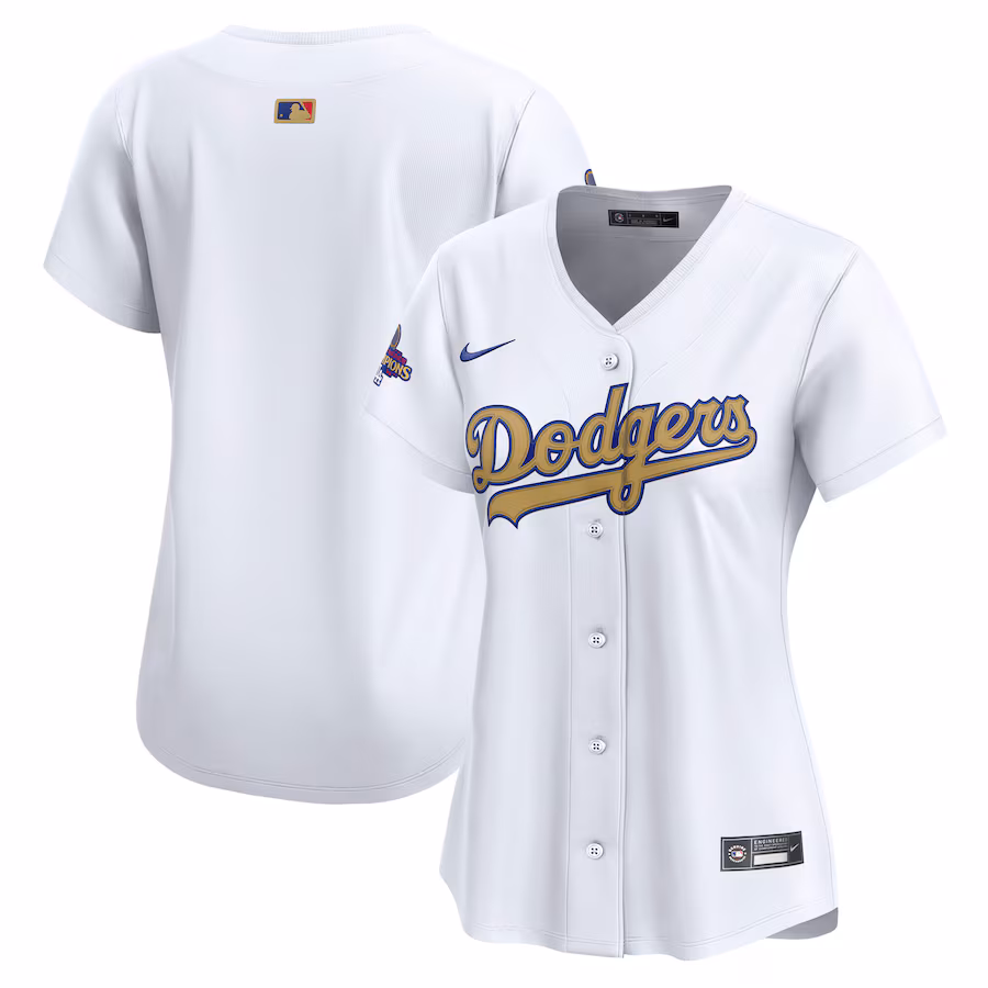 Women's Los Angeles Dodgers Nike White 2025 Gold Collection Limited Jersey - Puhuasuan