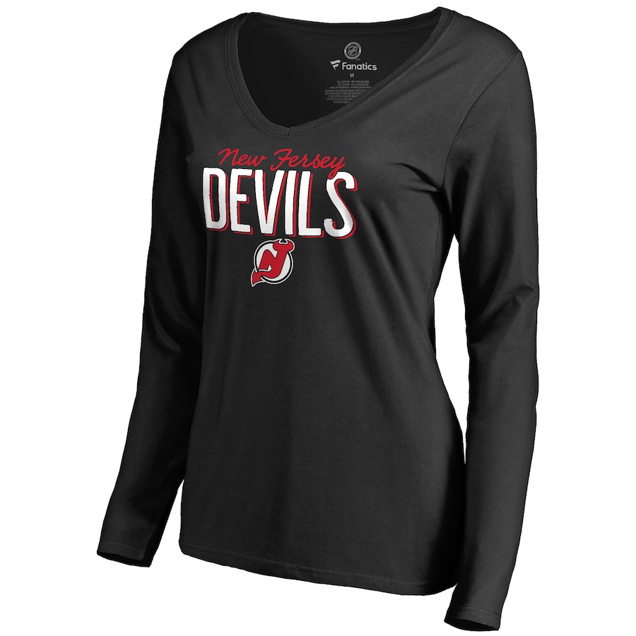 Women's New Jersey Devils Black Nostalgia Long Sleeve T-Shirt - Puhuasuan