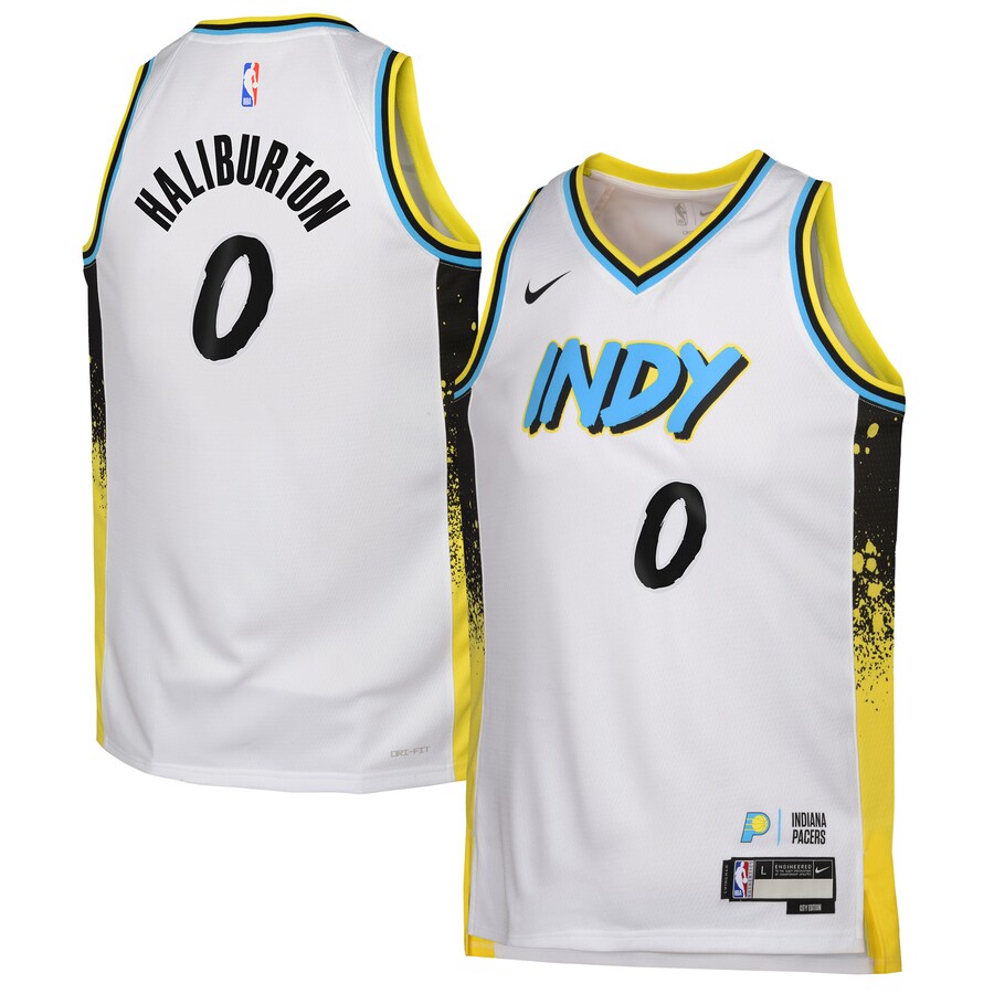 Youth Indiana Pacers Tyrese Haliburton Nike White 2024/25 Swingman Player Jersey - City Edition - Puhuasuan
