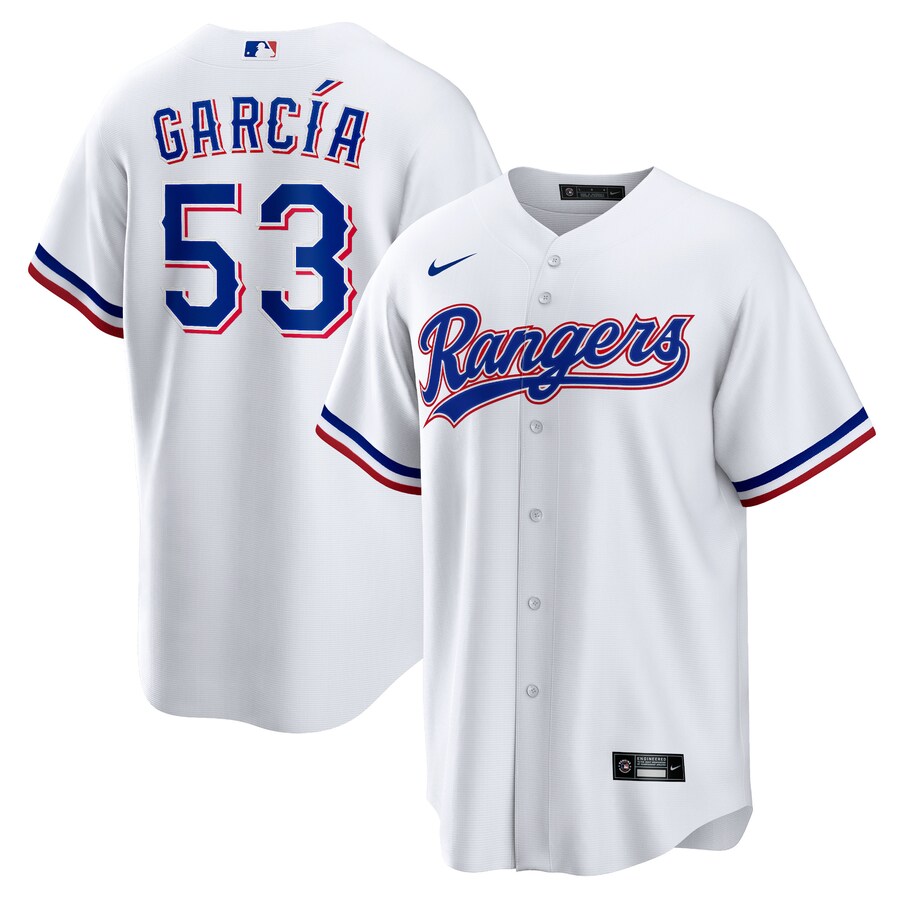 Men's Texas Rangers Adolis García Nike White 2023 World Series Replica Player Jersey - Puhuasuan
