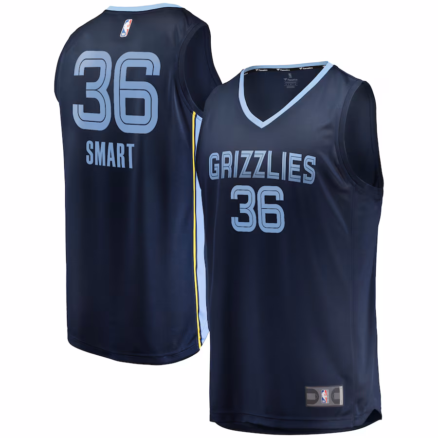 Youth Memphis Grizzlies Marcus Smart Fanatics Navy Fast Break Player Jersey - Icon Edition - Puhuasuan