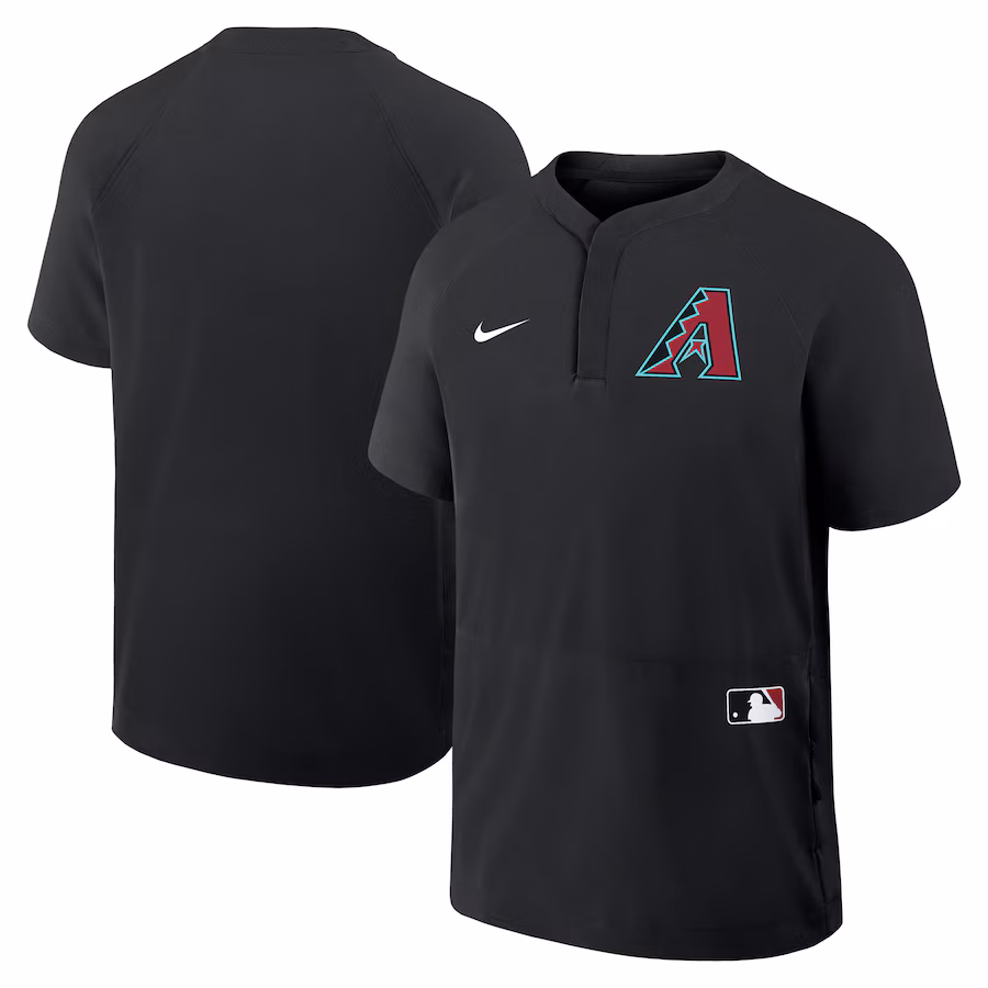 Men's Arizona Diamondbacks Nike Black Authentic Collection Raglan Short Sleeve Windshirt - Puhuasuan