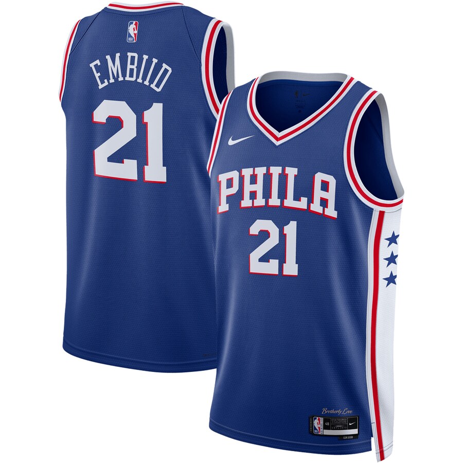 Unisex Philadelphia 76ers Joel Embiid Nike Royal Swingman Jersey - Icon Edition - Puhuasuan