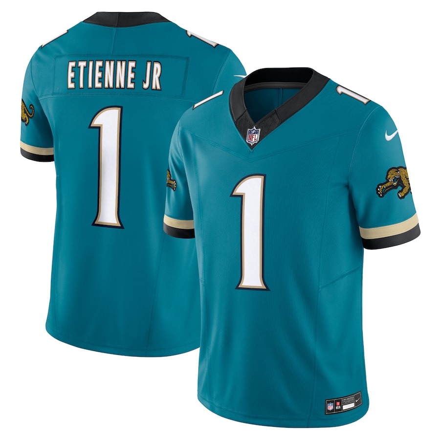 Men's Jacksonville Jaguars Travis Etienne Nike Teal Prowler Throwback Vapor F.U.S.E. Limited Jersey - Puhuasuan