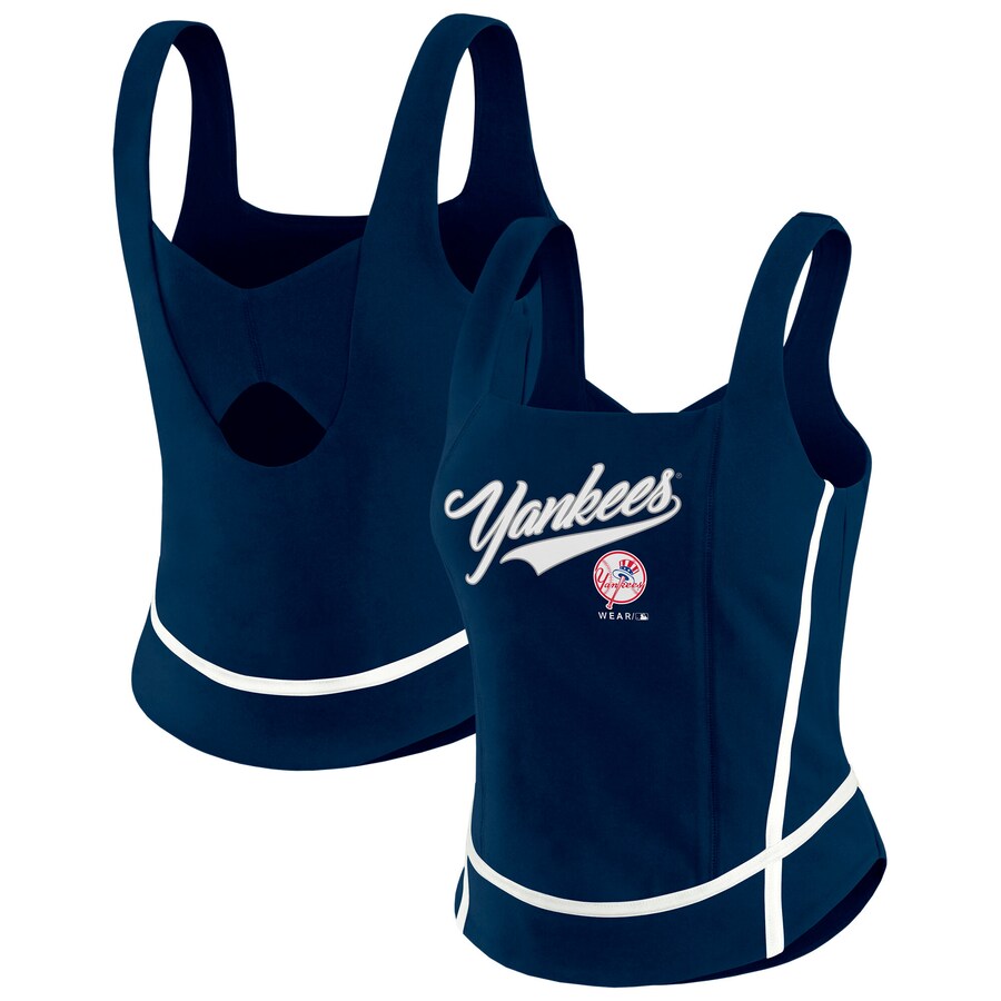 Women's New York Yankees WEAR by Erin Andrews Navy Square Neck Tank Top - Puhuasuan