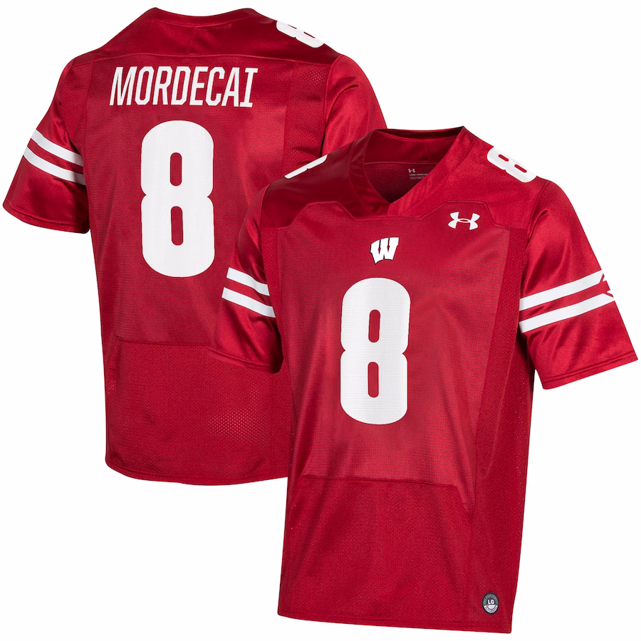 Tanner Mordecai Wisconsin Badgers Under Armour Player Game Jersey - Red - Puhuasuan
