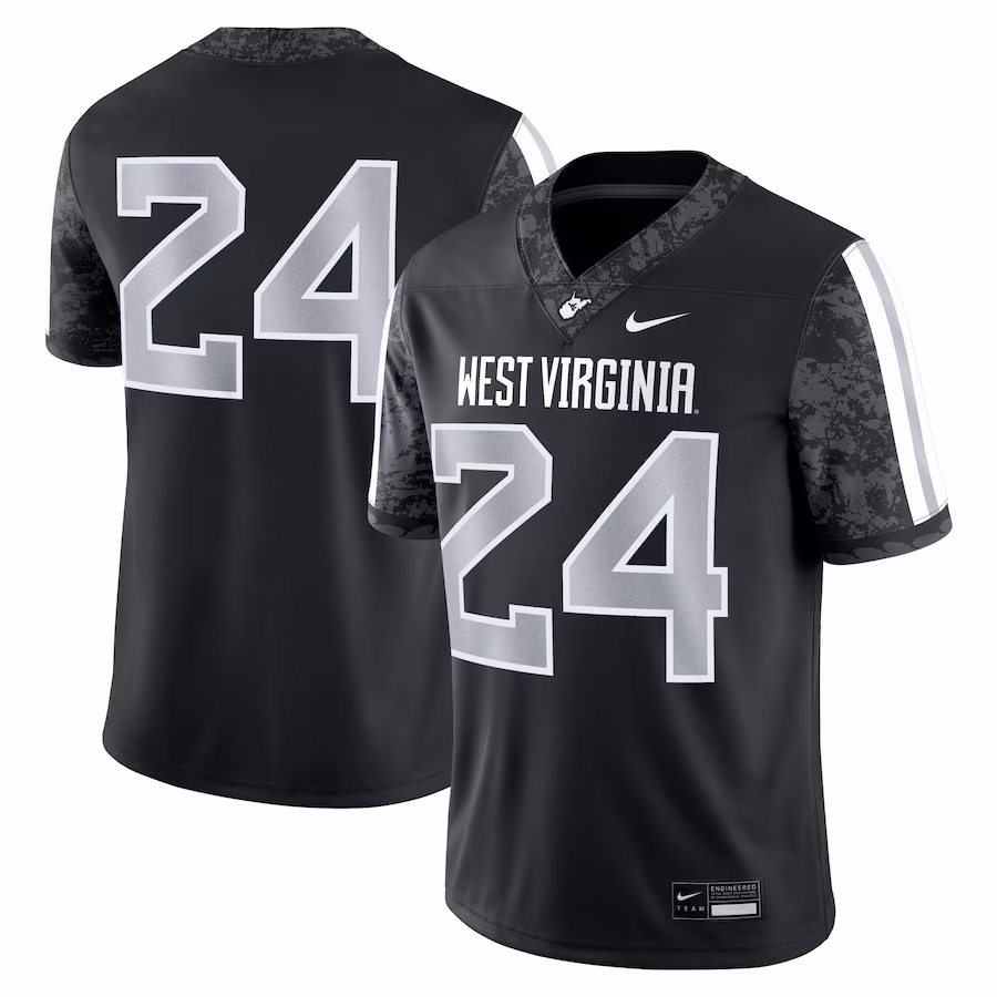 Men's Nike #24 Black West Virginia Mountaineers Alternate Game Jersey - Puhuasuan