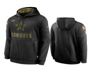 Men's Dallas Cowboys Black 2020 Salute to Service Sideline Performance Pullover Hoodie - Puhuasuan