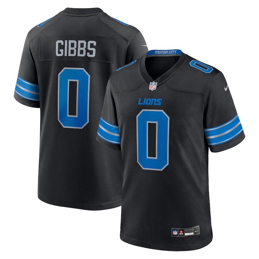 Men's Detroit Lions Jahmyr Gibbs Nike Black 2nd Alternate Game Player Jersey - Puhuasuan