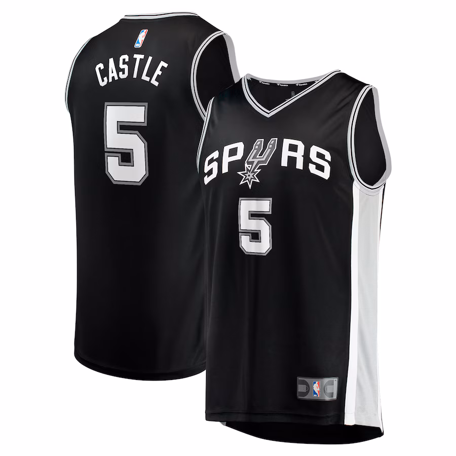 Men's San Antonio Spurs Stephon Castle Fanatics Black 2024 NBA Draft Fast Break Player Jersey - Icon Edition - Puhuasuan