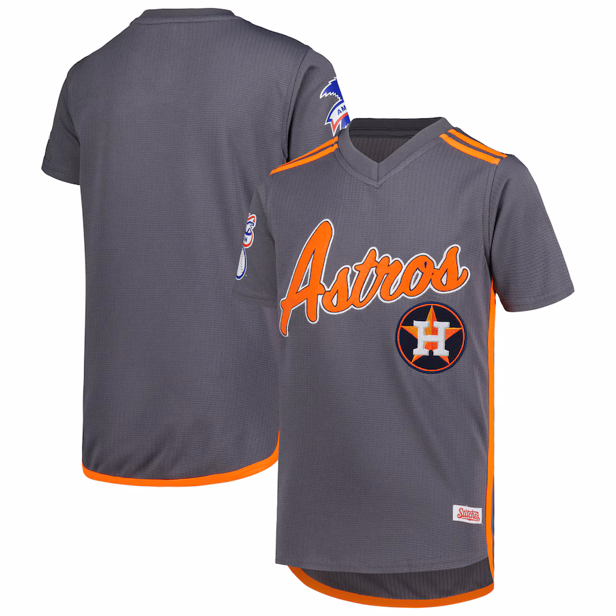 Youth Houston Astros Stitches Charcoal Team V-Neck Jersey - Puhuasuan