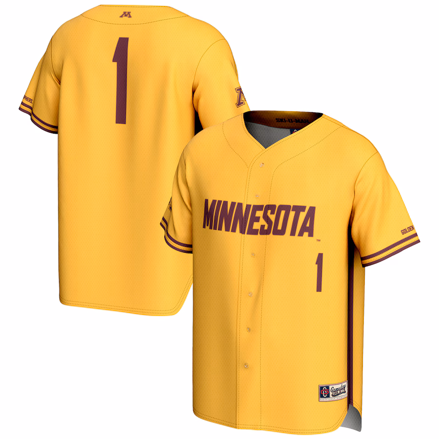 Men's GameDay Greats #1 Gold Minnesota Golden Gophers Lightweight Baseball Jersey - Puhuasuan