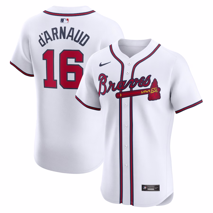 Men's Atlanta Braves Travis d'Arnaud Nike White Home Elite Player Jersey - Puhuasuan