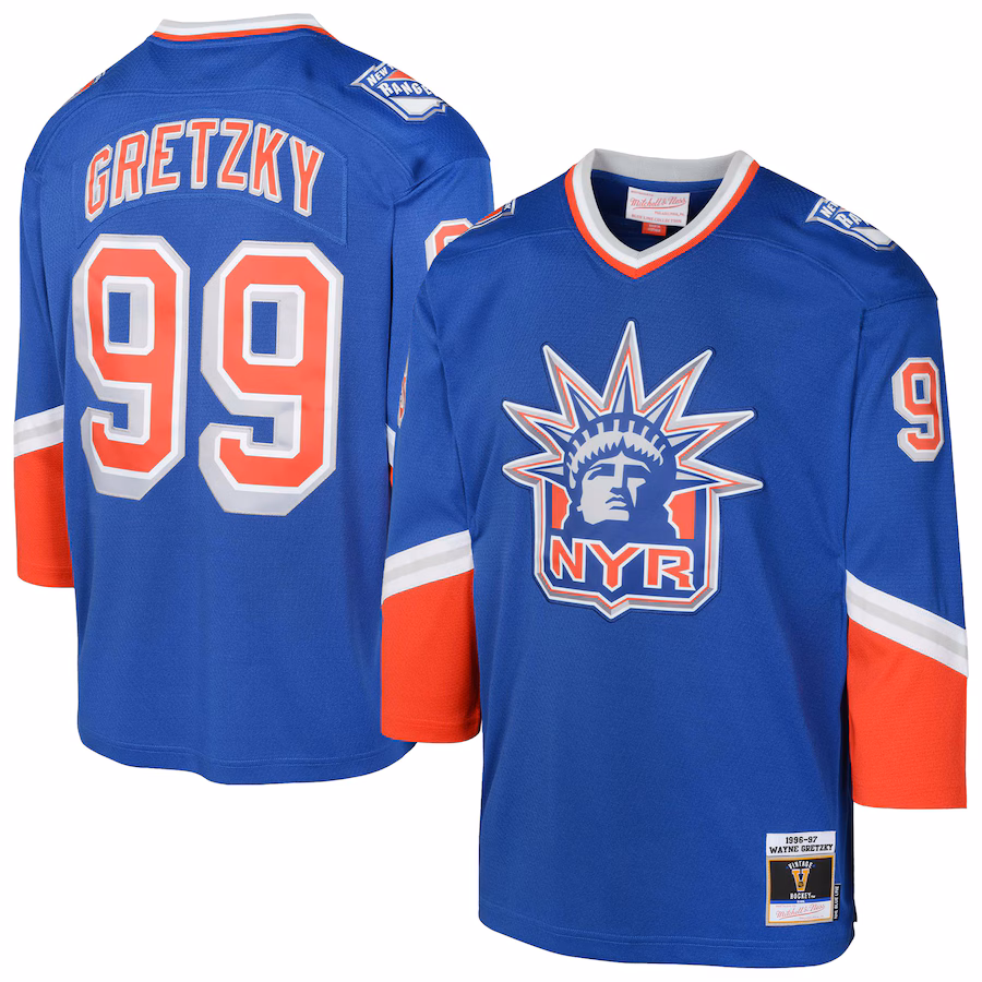 Youth New York Rangers Wayne Gretzky Mitchell & Ness 1996/97  Blue Line Player Jersey - Puhuasuan