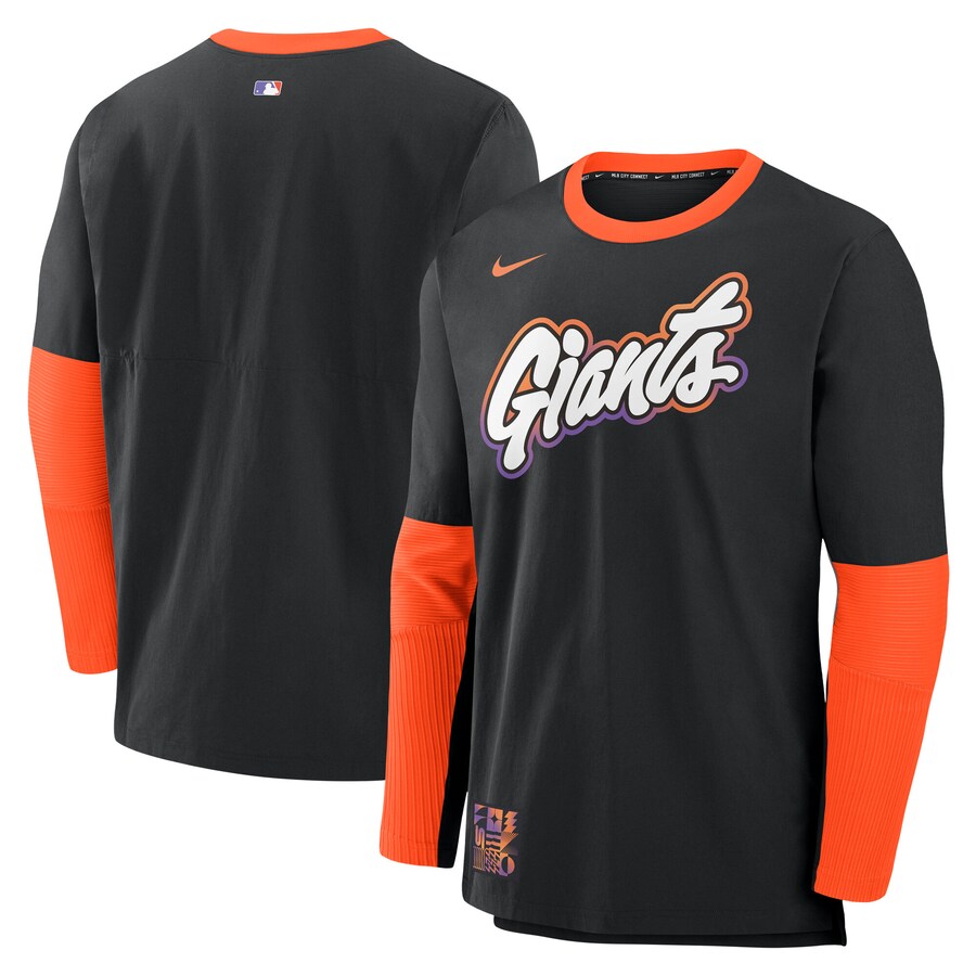 Men's San Francisco Giants Nike Black/Orange 2025 City Connect Authentic Collection Lightweight Player Tri-Blend Performance Long Sleeve T-Shirt - Puhuasuan