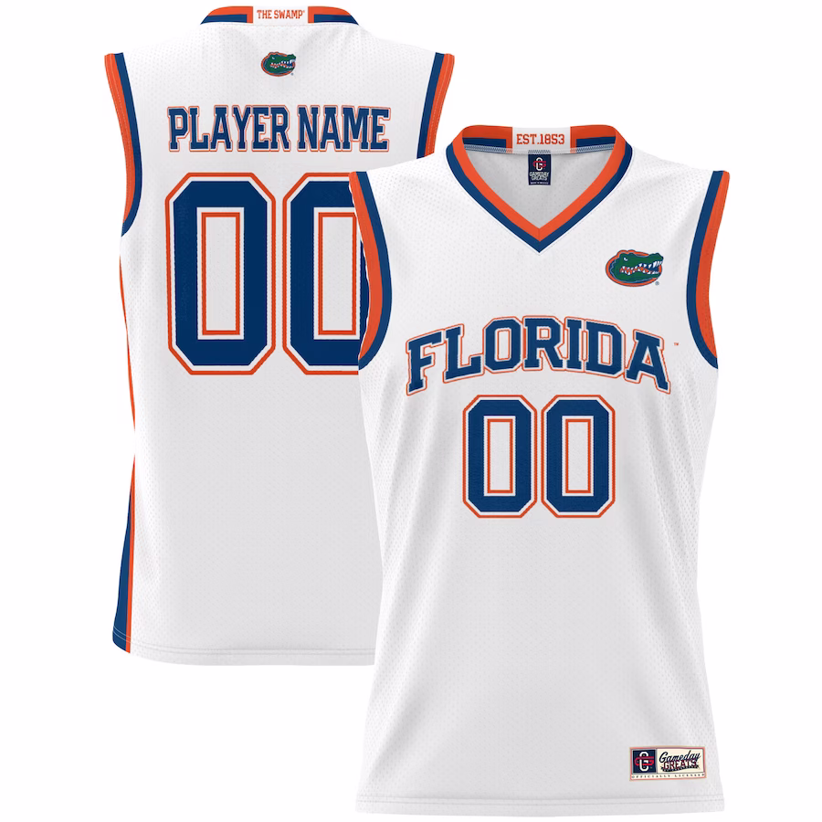 Florida Gators Unisex NIL Pick-A-Player Lightweight Men's Basketball Jersey - White - Puhuasuan