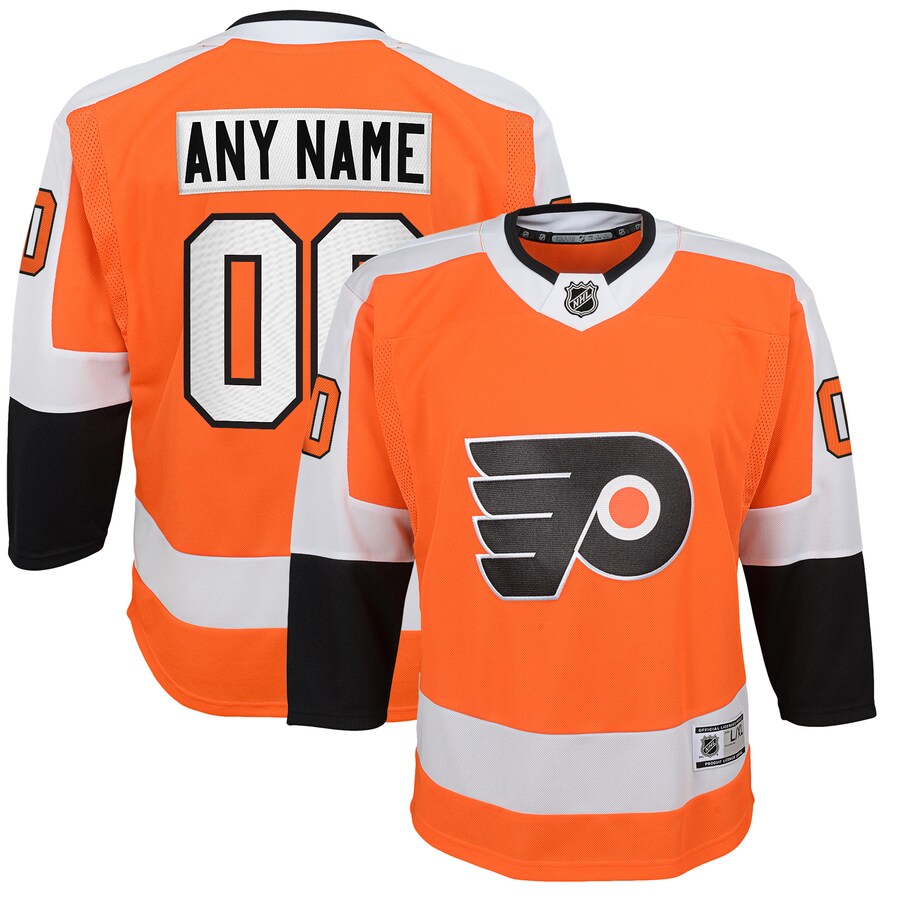 Youth Philadelphia Flyers Orange Home Premier Custom Jersey - Puhuasuan