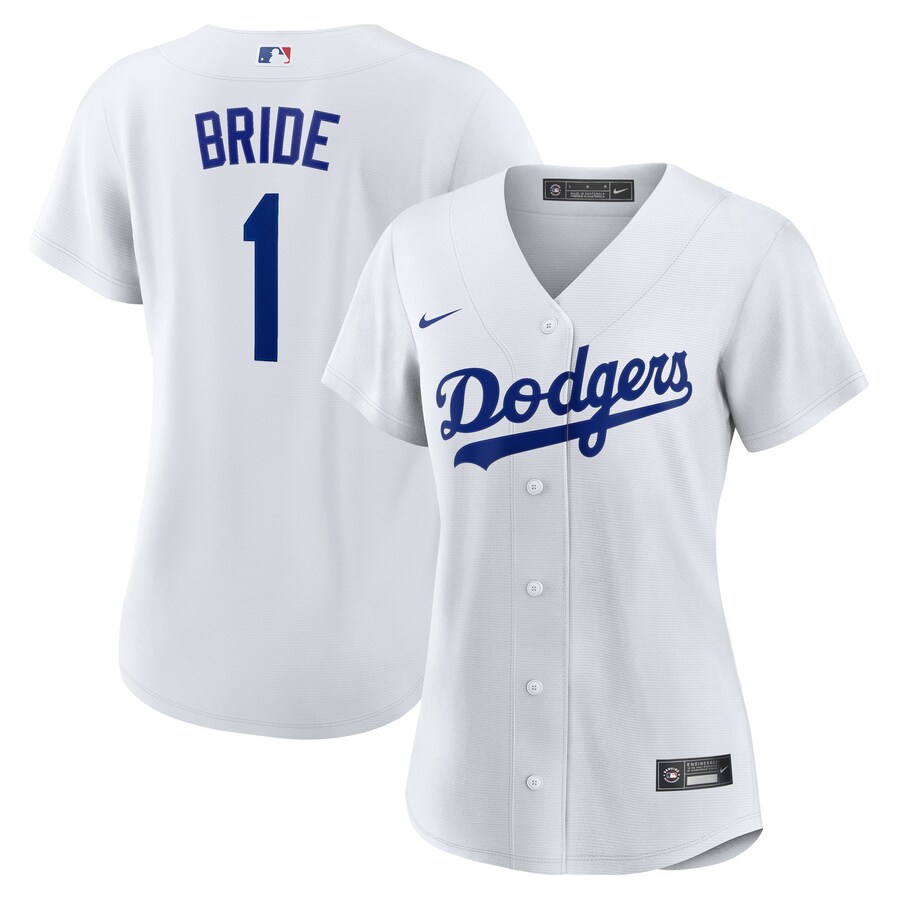 Women's Los Angeles Dodgers Nike White #1 Bride Home Replica Jersey - Puhuasuan